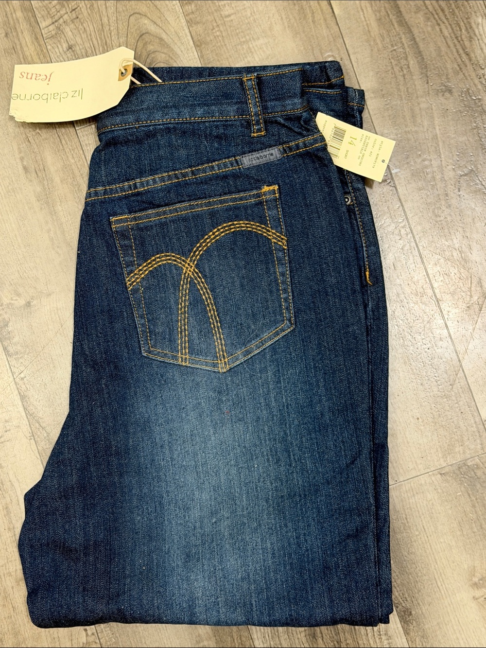 Liz Claiborne Dark Blue Jeans with Yellow Stitching